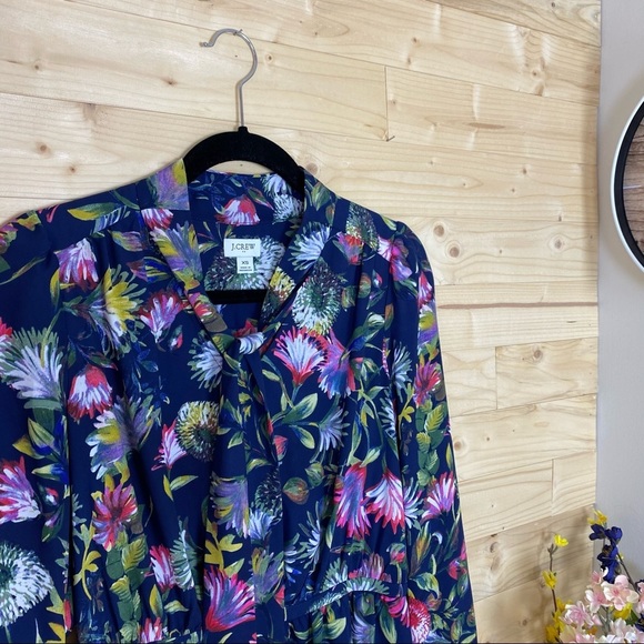 SOLD - J. Crew Navy Floral Neck Tie Dress - Picture 3 of 16